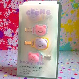 The Crème Shop Beary Cute Crease-Free Hair Clips | 4-Pack | New